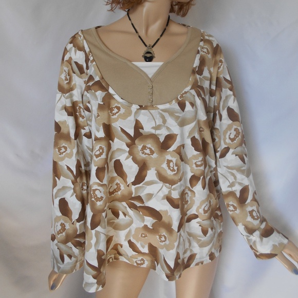 BASIC EDITIONS Sz 1X Faux 2 PC Look Top  Sweater - Picture 1 of 5
